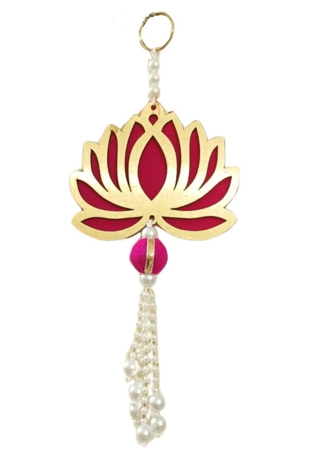 Agnirva Handmade Wall Decor Lotus with Pearl Ball Style Hanging for Home Decor,Diwali Decor,Wedding and All Festival Decor (6 Pcs, Pink/Raani) Export Quality Lotus Perfect for Temple/Pooja Décor - Image 3
