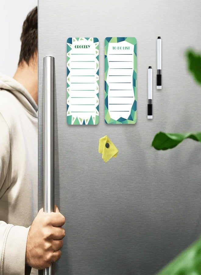 Windup Magnetic to Do List Grocery List Combo – 10X21 cm - Reusable Dry-Erase - Free Magnetic Marker Pen -Set F - Image 2
