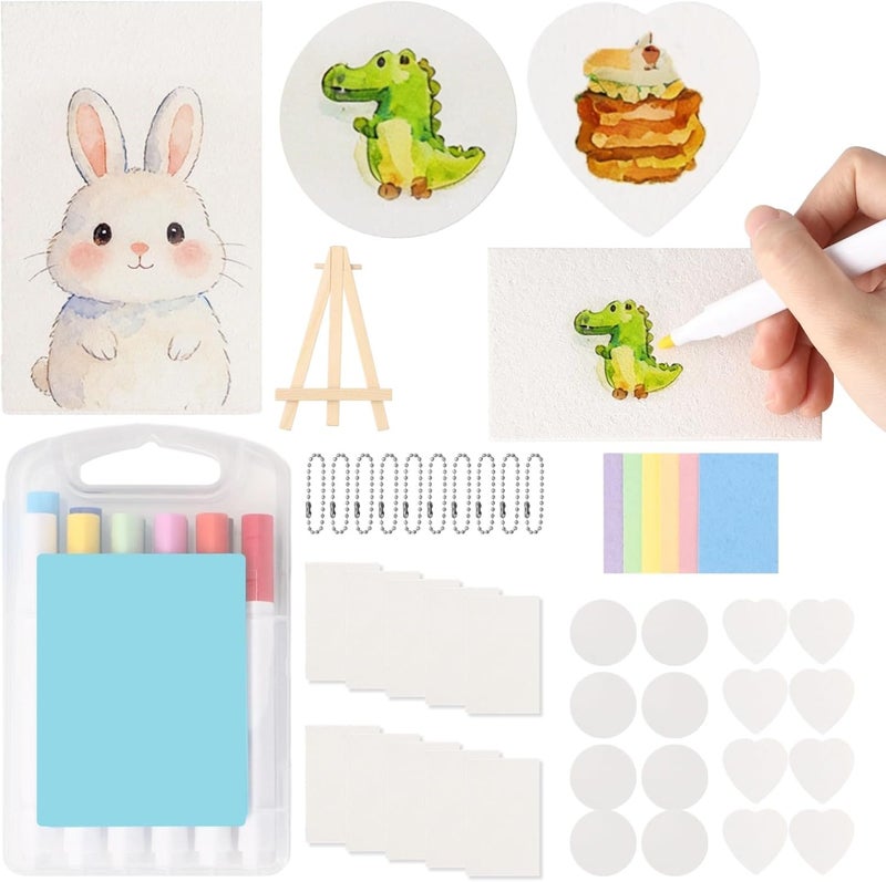 59 Pcs Magic Foam Texture Painting Kit, 3D Craft Supplies for Imaginative DIY Bubble Art, Includes Foam Paint Paper, Acrylic Markers, Water Brushes, Bead Chains, Easel - Image 3