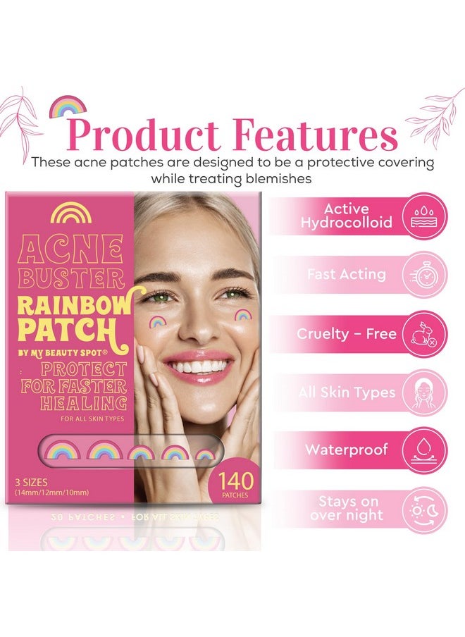 My Beauty Spot - My Beauty Spot Pimple Patches Cute Acne Patches for Face (140 Patches) with Hydrocolloid, Tea Tree Extra & Salicylic Acid, Colorful Fun Designs - Pimple Patches for Face Acne Spot Treatment - Image 1