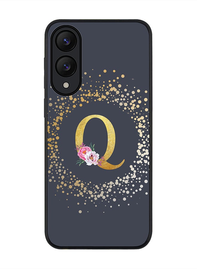 Stylizedd For Samsung Galaxy S25 Edge Case,Slim fit Camera Protection, Shockproof Thin Phone cover  - Custom Monogram Floral - Q  (Grey )