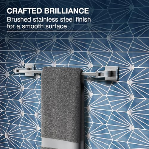 Kohler Towel Bar 450 mm | SS304 Stainless Steel Bathroom Towel Rod | Corrosion Resistant, Anti-Fingerprint, Anti-Peel | 17kg Load Capacity, 2 Years Warranty (Brushed Stainless Steel Finish) - Image 2