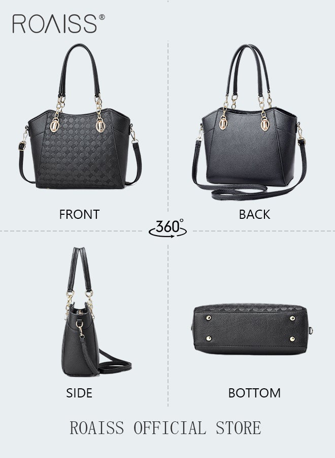 roaiss Large Shoulder Crossbody Bag for Women with Matching Clutch Ladies Tote Bag and Satchel with Hardware Buckle and Bottom Rivet - Image 5