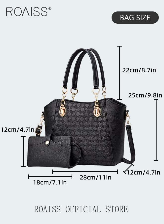 roaiss Large Shoulder Crossbody Bag for Women with Matching Clutch Ladies Tote Bag and Satchel with Hardware Buckle and Bottom Rivet - Image 4