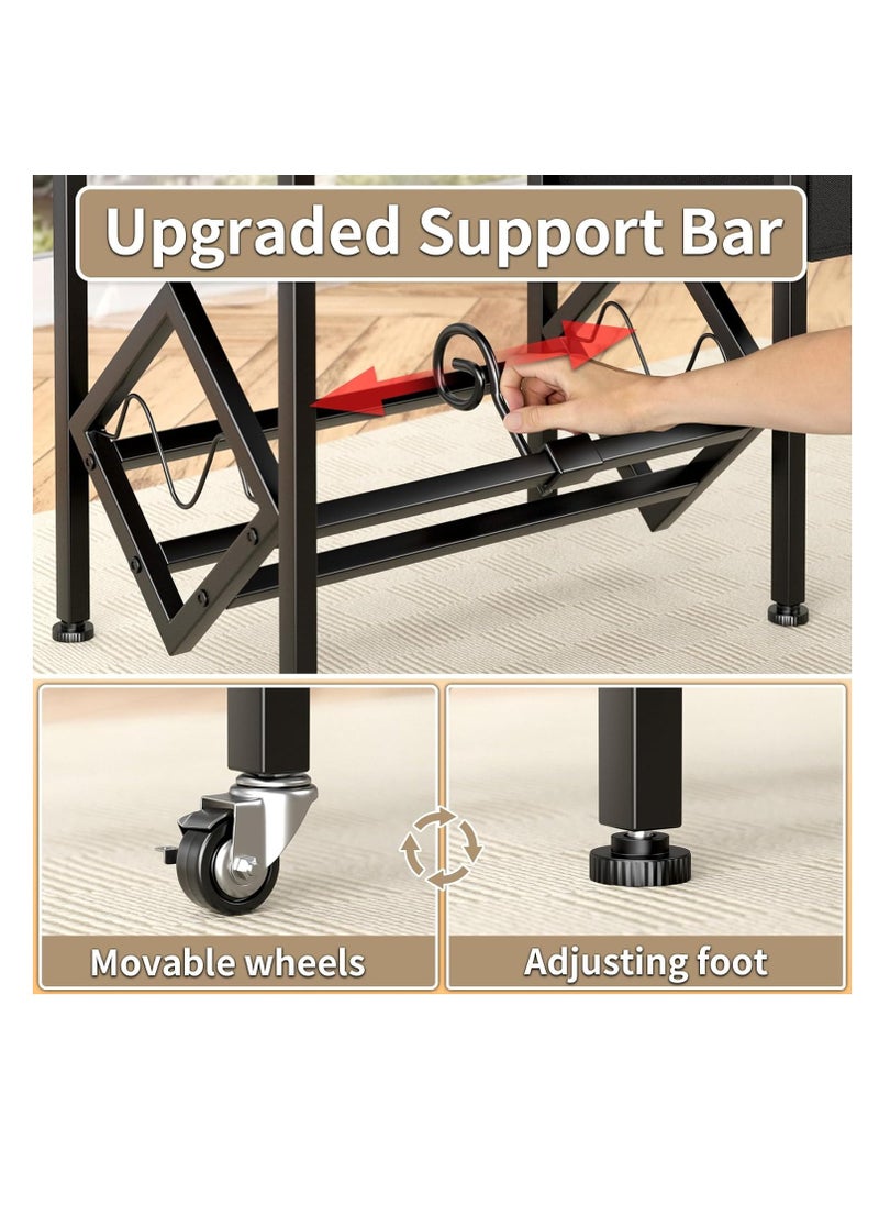 XiuWoo - 2-Tier Moveable Metal Wood End table, Side Table, Coffee table, Vinyl Record Player Stand Table, Home Storage Rack, Nightstand Table with Organizer Pocket and Wheels for Home office - Image 1