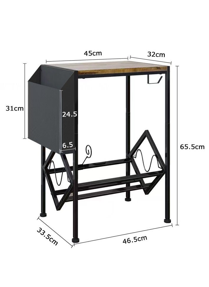 XiuWoo - 2-Tier Moveable Metal Wood End table, Side Table, Coffee table, Vinyl Record Player Stand Table, Home Storage Rack, Nightstand Table with Organizer Pocket and Wheels for Home office - Image 1
