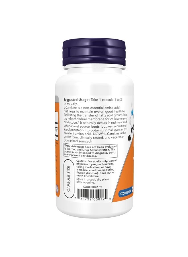 now Supplements, L-Carnitine 500mg, Purest Form, Amino Acid, Fitness Support*, 60 Veg Capsules - Image 3