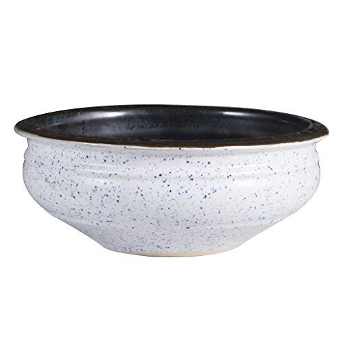 Caffeine Ceramic Handmade White & Brown Studio Serving Bowl 6 inch (Set of 1)