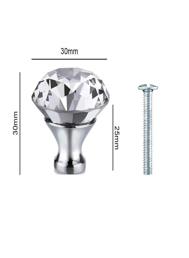 VOLO Gold Crystal Drawer Knob- 1.25" (32 mm), Crystal Dressing Table knob. (Silver Chrome 32mm, 2) - Image 3