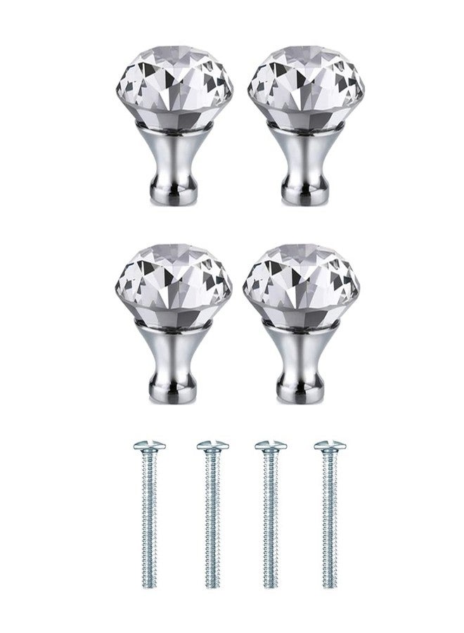 VOLO Gold Crystal Drawer Knob- 1.25" (32 mm), Crystal Dressing Table knob. (Silver Chrome 32mm, 2) - Image 1