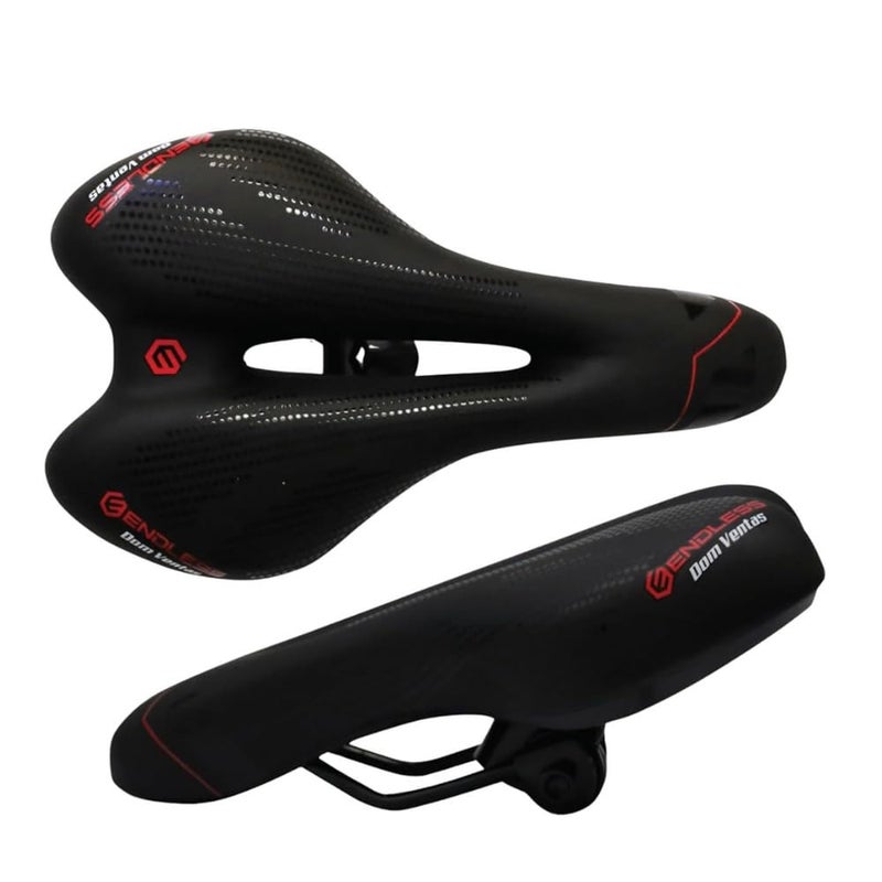 Endless EL1045 Sleek Cycle Seat with Red Reflective Safety Strip | Black | Material : PU | Universal Memory Foam Seat with Breathable, Shock Absorbing and Waterproof Bike Saddle for All Type of Bikes - Image 1