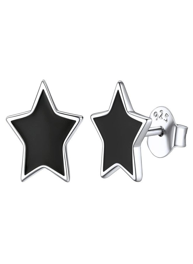 ChicSilver Black Stud Earrings for Women Simple Minimalist Star Earrings Studs Hypoallergenic Black Earrings for Women Halloween Earrings - Image 1