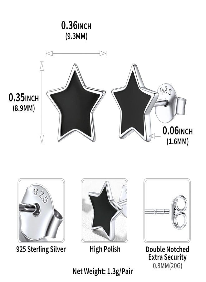 ChicSilver Black Stud Earrings for Women Simple Minimalist Star Earrings Studs Hypoallergenic Black Earrings for Women Halloween Earrings - Image 4