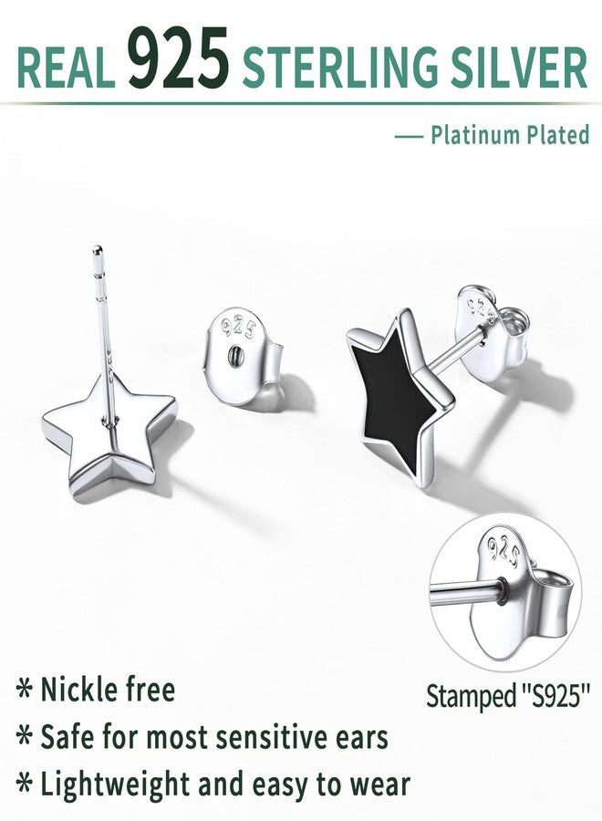 ChicSilver Black Stud Earrings for Women Simple Minimalist Star Earrings Studs Hypoallergenic Black Earrings for Women Halloween Earrings - Image 5