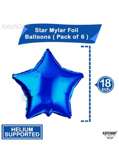 KATCHON Blue Star Balloons for Party Decoration Pack of 6 | Twinkle Little Star Blue Foil Balloons for Birthday  - Image 2