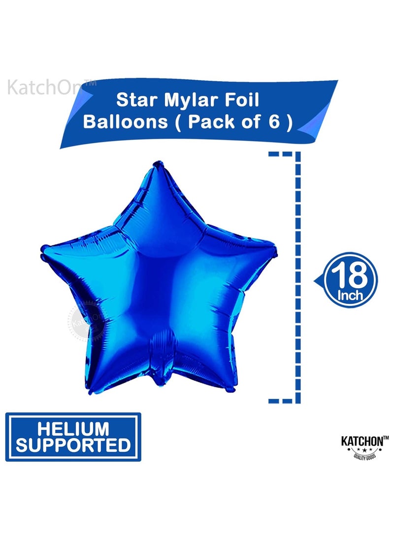 KATCHON Blue Star Balloons for Party Decoration Pack of 6 | Twinkle Little Star Blue Foil Balloons for Birthday  - Image 2