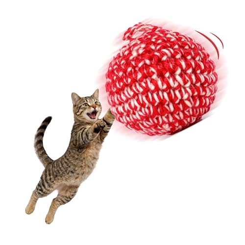 JAYU PET Red Cat Ball WO Bell Version Handmade Silvervine Cat Toy with Catnip Interactive Matatabi Ball for Indoor Cats Kittens Feline Play Toy Gift 27 inch - Image 1