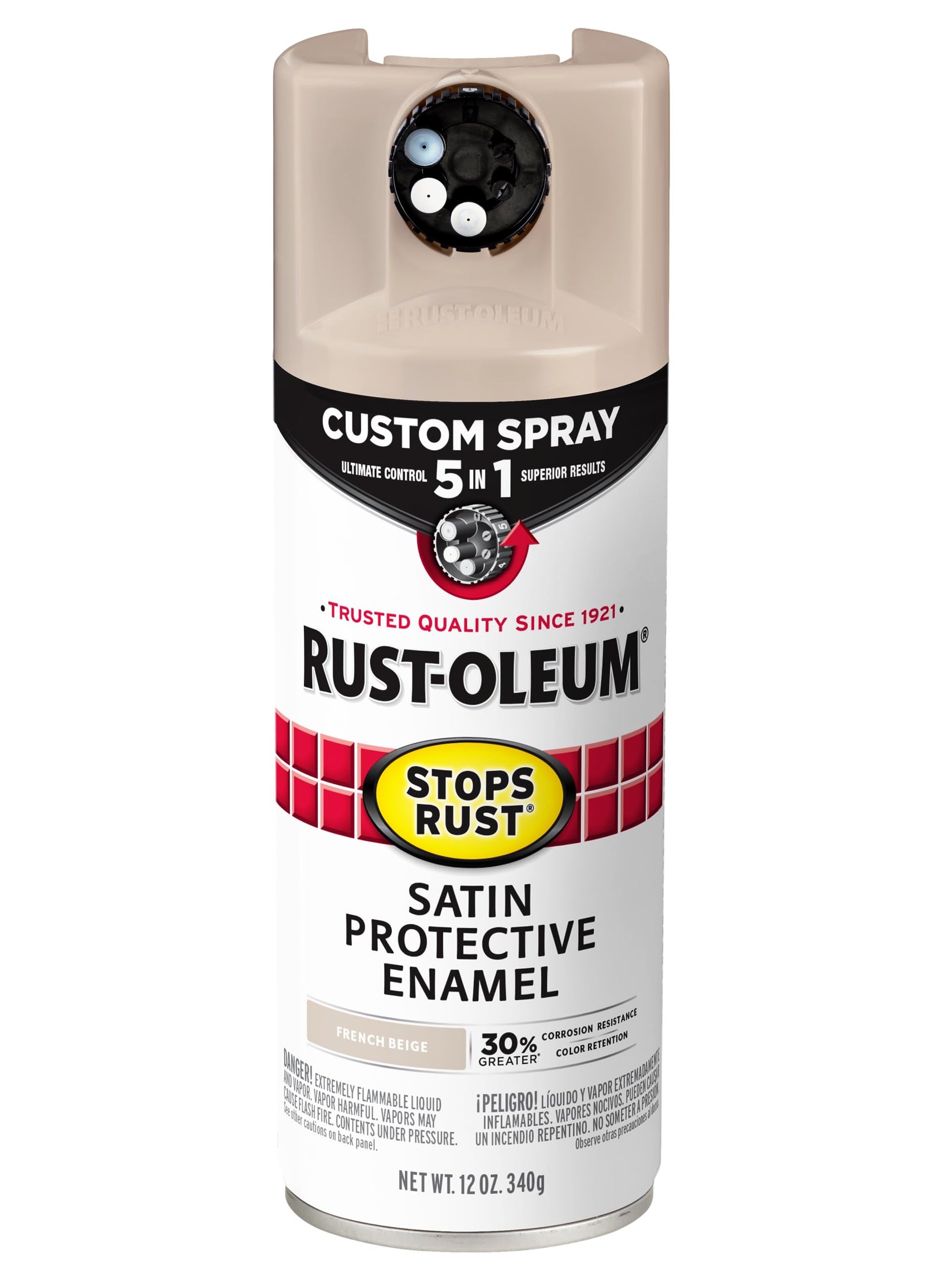 RUST-OLEUM Rust-Oleum 376879 Stops Rust Custom Spray 5-in-1 Spray Paint, 12 oz, Satin French Beige  - Image 1