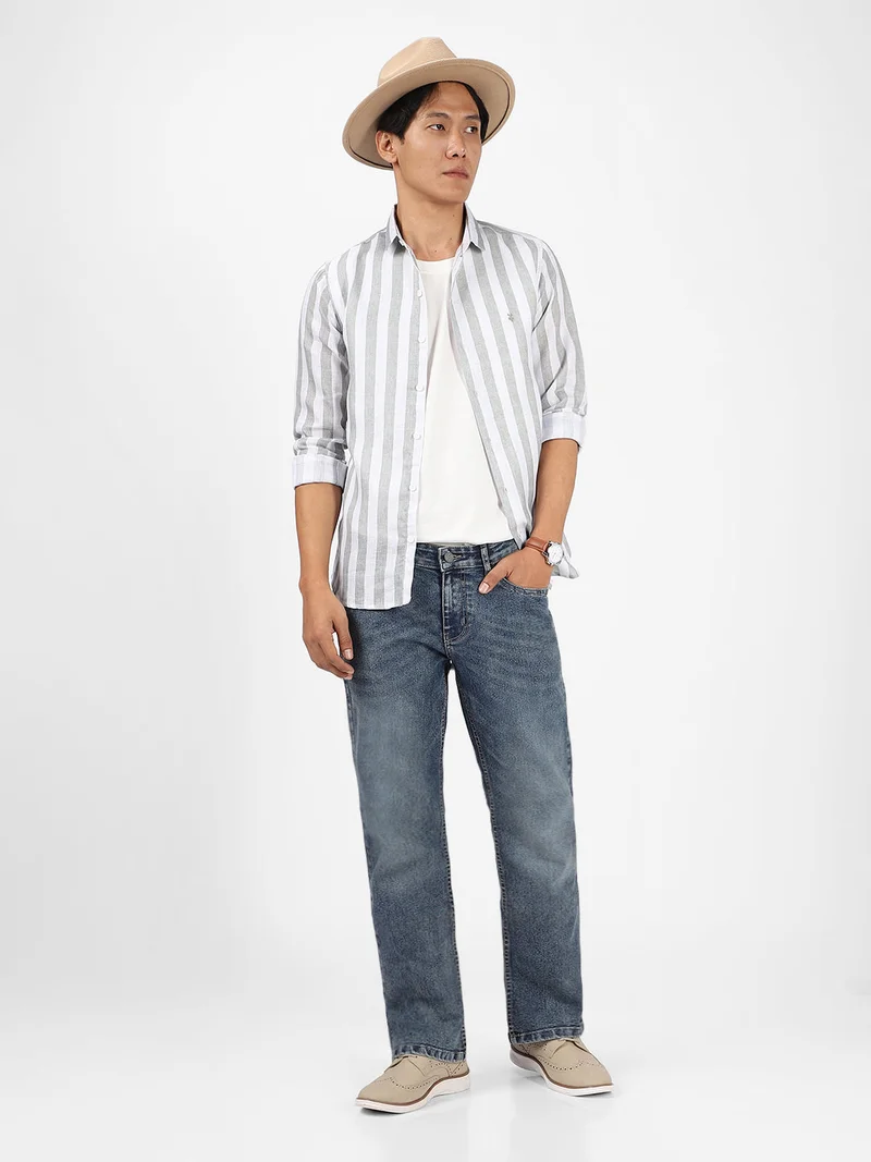 Urbano Fashion  Urbano Fashion Men's Blue Washed Bootcut Jeans Stretchable  | Best Price UAE