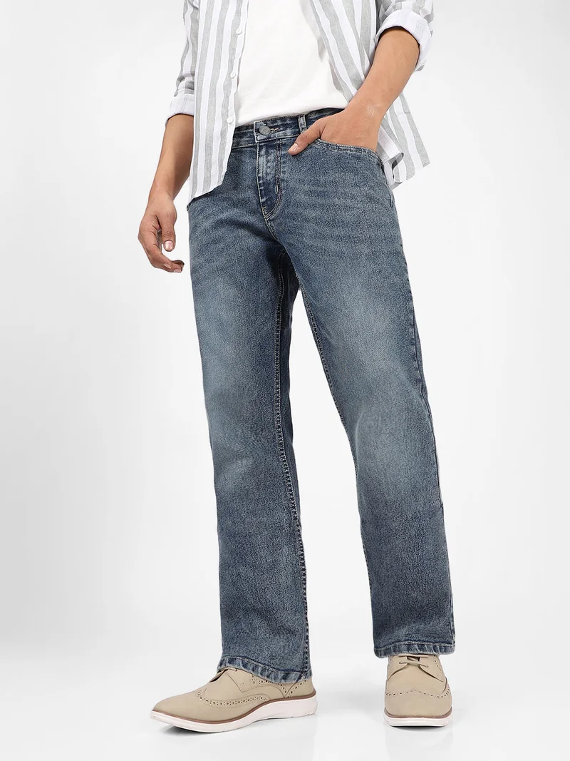 Urbano Fashion  Urbano Fashion Men's Blue Washed Bootcut Jeans Stretchable  | Best Price UAE