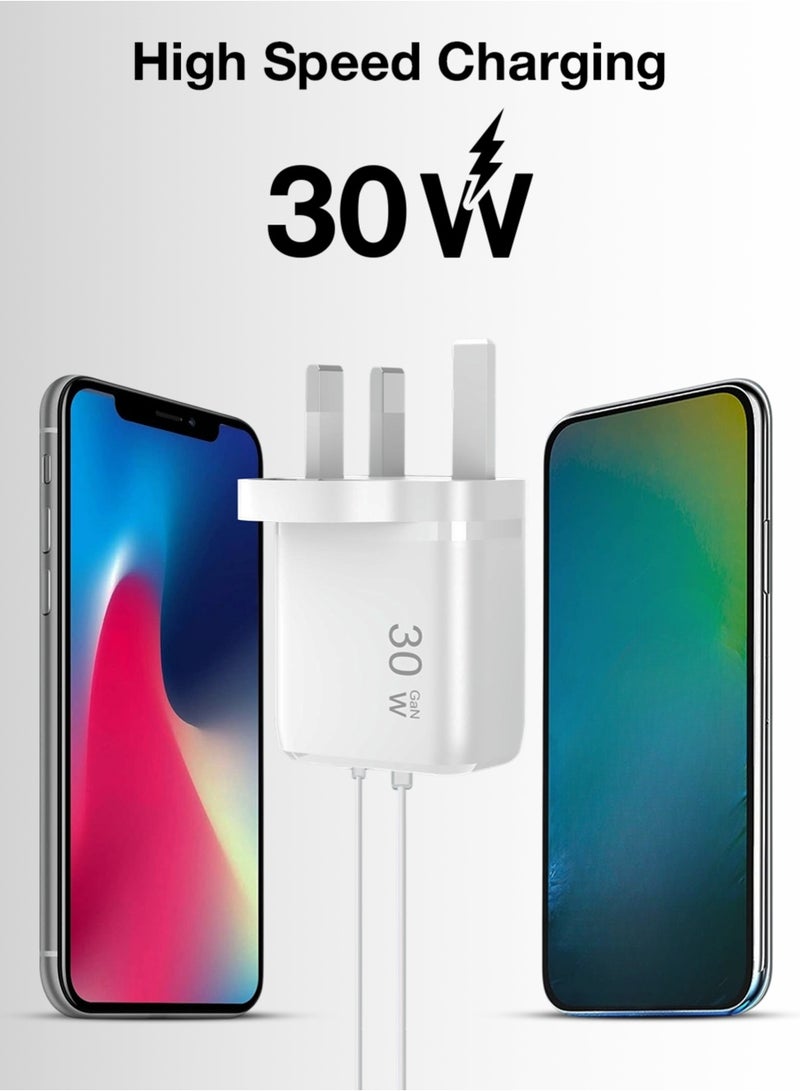 Charome C30B 30W PD GaN Fast Charger Set (USB-C + USB-A) UK Plug – Dual Port Power Adapter with Type-C Cable, Super Fast Charging - Image 3