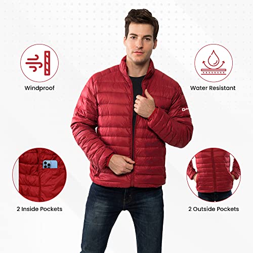 Alpine Swiss Niko Men’s Puffer Jacket | Warm Down Alternative Insulated Coat | Packable, Water-Resistant & Windproof Winter Outerwear with Zipper Pockets RED 2XL - Image 3