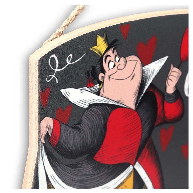 Open Road Brands Disney Alice in Wonderland Queen of Hearts Hanging Wood Wall Decor - Playful Off With Their Heads Disney Villains Sign - Image 4