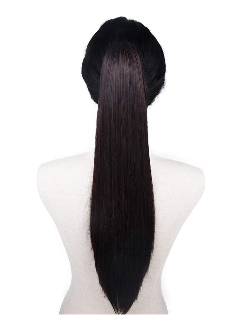 إستيل Estelle Claw Clip في شعر ذيل حصان طويل مستقيم مستقيم للنساء (بني غامق) - Image 2