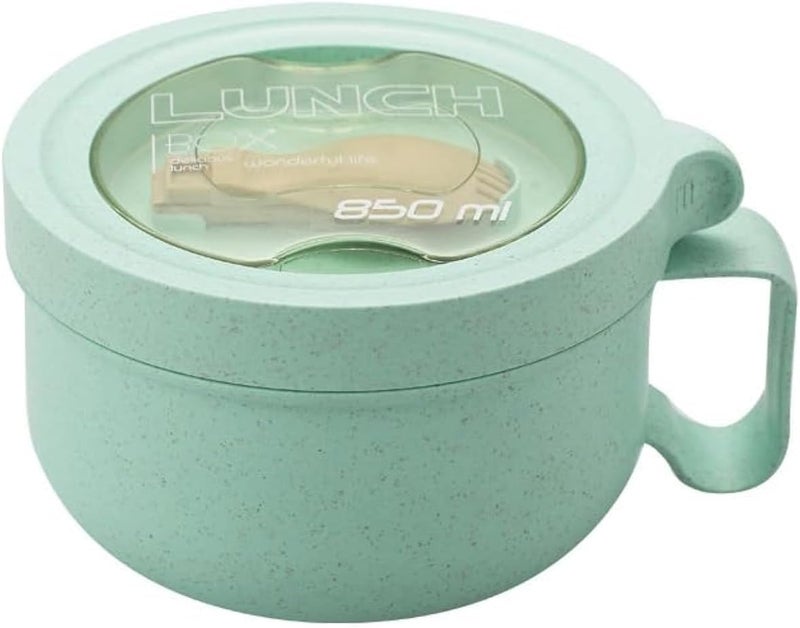Rarapop 287oz Microwave Soup Bowl Containers with Lids Wheat Straw Ramen Noodles Cup Mug for Instant NoodlesOatmeal Gumbo SaladCrunchCereal  More  EasyGrip Design Green - Image 1