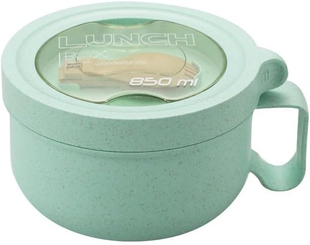 Rarapop 287oz Microwave Soup Bowl Containers with Lids Wheat Straw Ramen Noodles Cup Mug for Instant NoodlesOatmeal Gumbo SaladCrunchCereal  More  EasyGrip Design Green - Image 2
