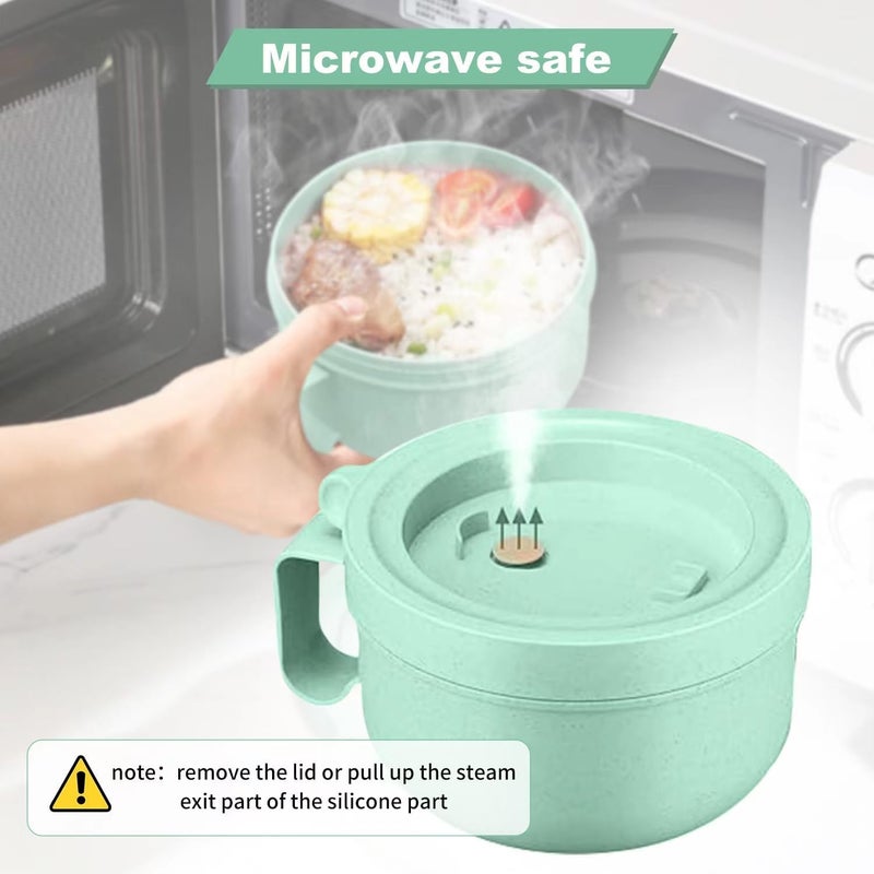 Rarapop 287oz Microwave Soup Bowl Containers with Lids Wheat Straw Ramen Noodles Cup Mug for Instant NoodlesOatmeal Gumbo SaladCrunchCereal  More  EasyGrip Design Green - Image 4