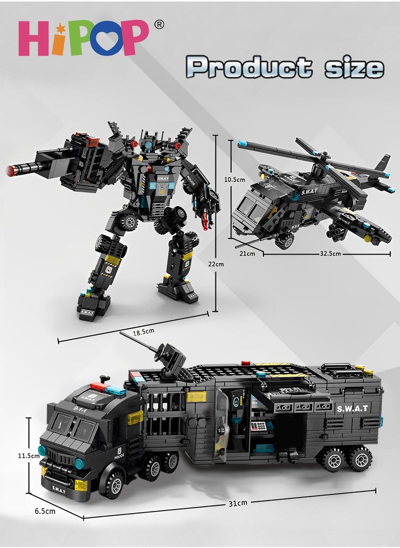 HIPOP - Police Series Building Blocks,51 Variants And Transformable Robots,Widely Compatible,Kid Puzzle Toy - Image 1
