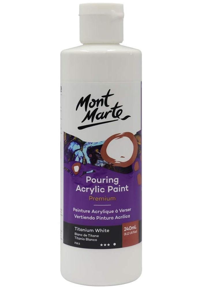 Mont Marte Premium Pouring Acrylic Paint 240ml - Titanium White - Image 1