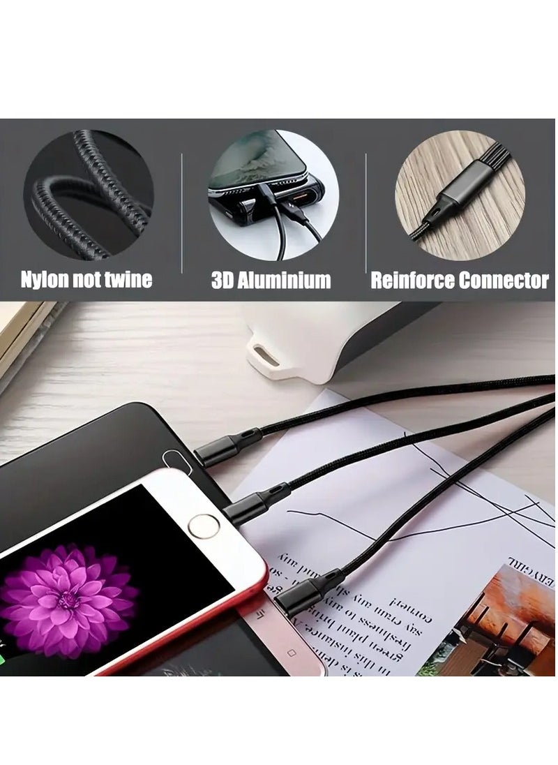 PAMEER 3-in-1 Cable - Unmatched Durability, Lightning-Fast Charging For IPhones, Android, Tablets USB Type-C Charger, AC To Phone + Type C, Universally Compatible, Robust Design For Enduring Swift Power  - Image 2