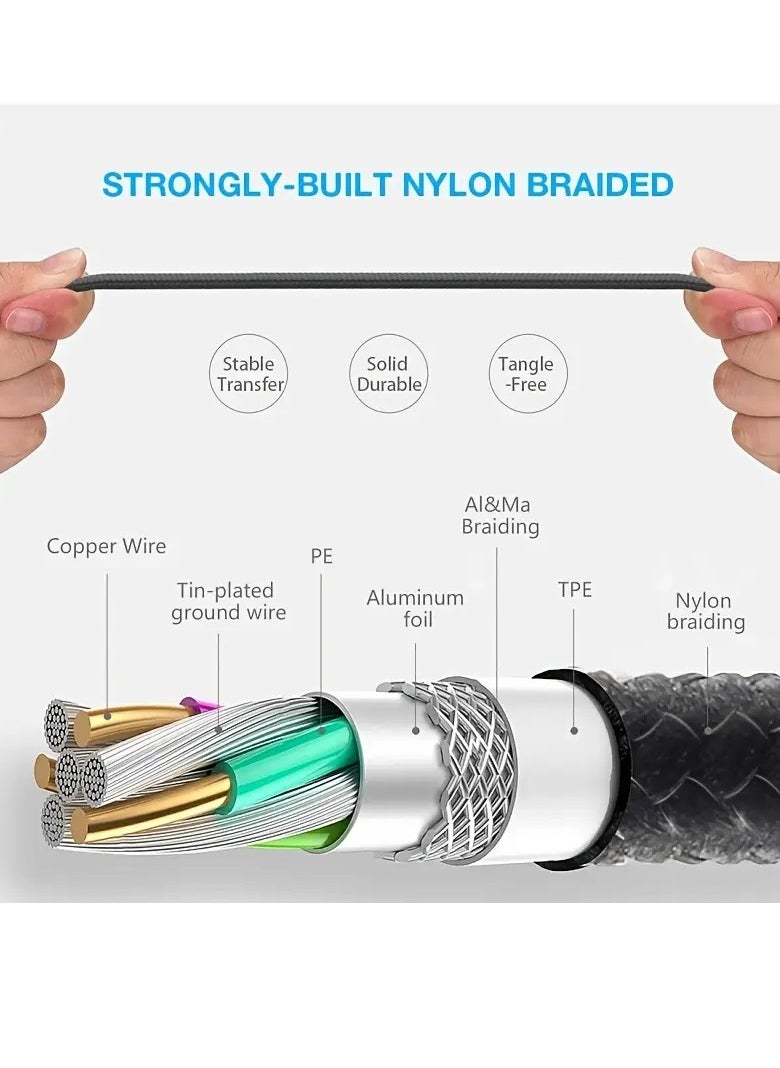 PAMEER 3-in-1 Cable - Unmatched Durability, Lightning-Fast Charging For IPhones, Android, Tablets USB Type-C Charger, AC To Phone + Type C, Universally Compatible, Robust Design For Enduring Swift Power  - Image 3