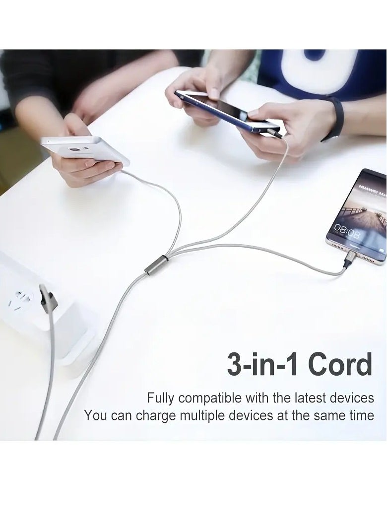 PAMEER 3-in-1 Cable - Unmatched Durability, Lightning-Fast Charging For IPhones, Android, Tablets USB Type-C Charger, AC To Phone + Type C, Universally Compatible, Robust Design For Enduring Swift Power  - Image 4