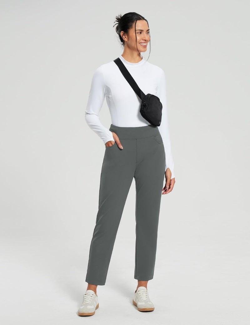 baleaf Women's Work Pants Fleece Lined Golf Travel Pants Waterproof Stretch Winter Thermal Cold Weather Gear Pockets Casual Grey M - Image 3