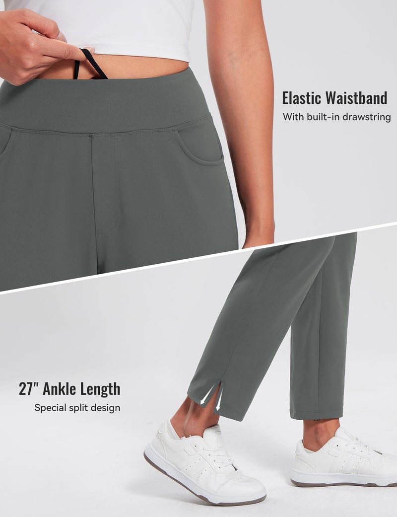 baleaf Women's Work Pants Fleece Lined Golf Travel Pants Waterproof Stretch Winter Thermal Cold Weather Gear Pockets Casual Grey M - Image 5