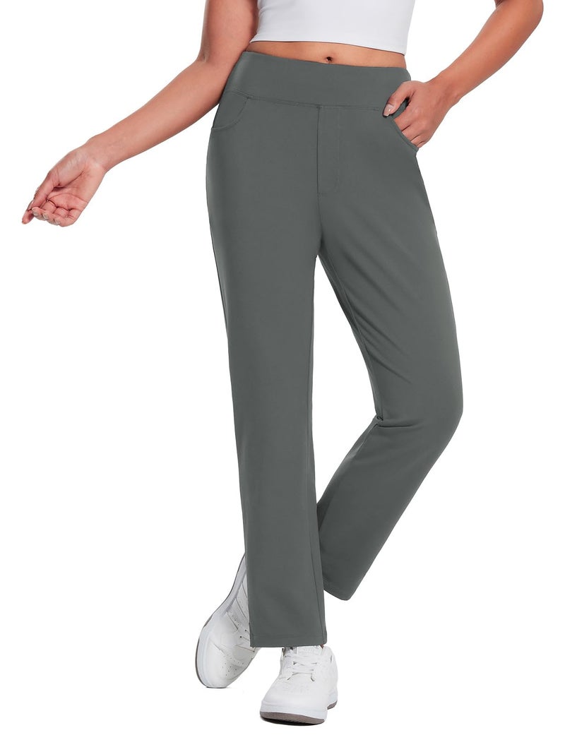 baleaf Women's Work Pants Fleece Lined Golf Travel Pants Waterproof Stretch Winter Thermal Cold Weather Gear Pockets Casual Grey M - Image 1
