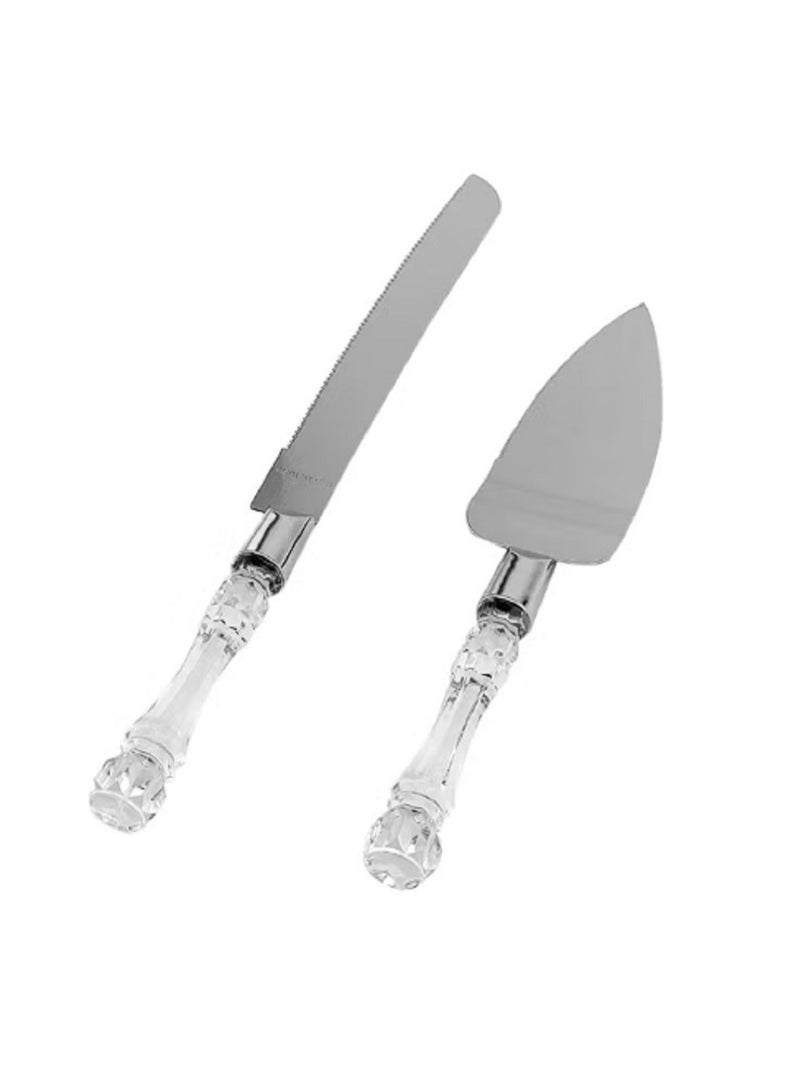 2-Piece Acrylic Handle Knife Set Silver  - Image 1
