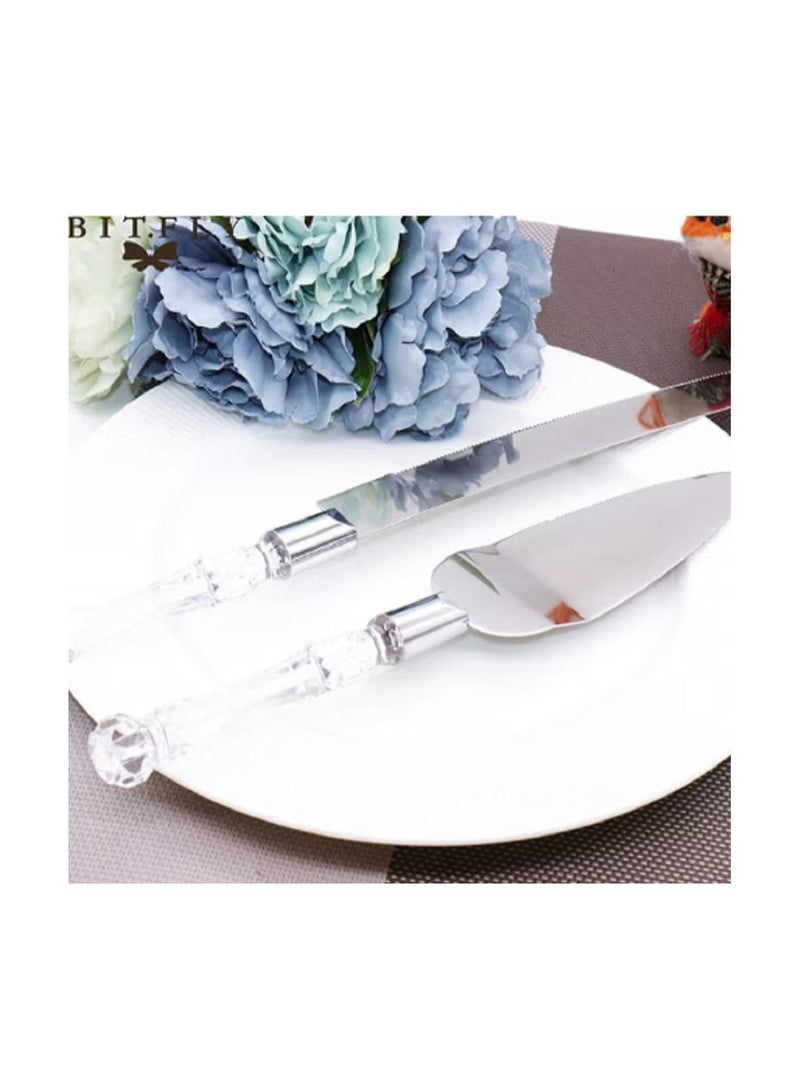 2-Piece Acrylic Handle Knife Set Silver  - Image 2