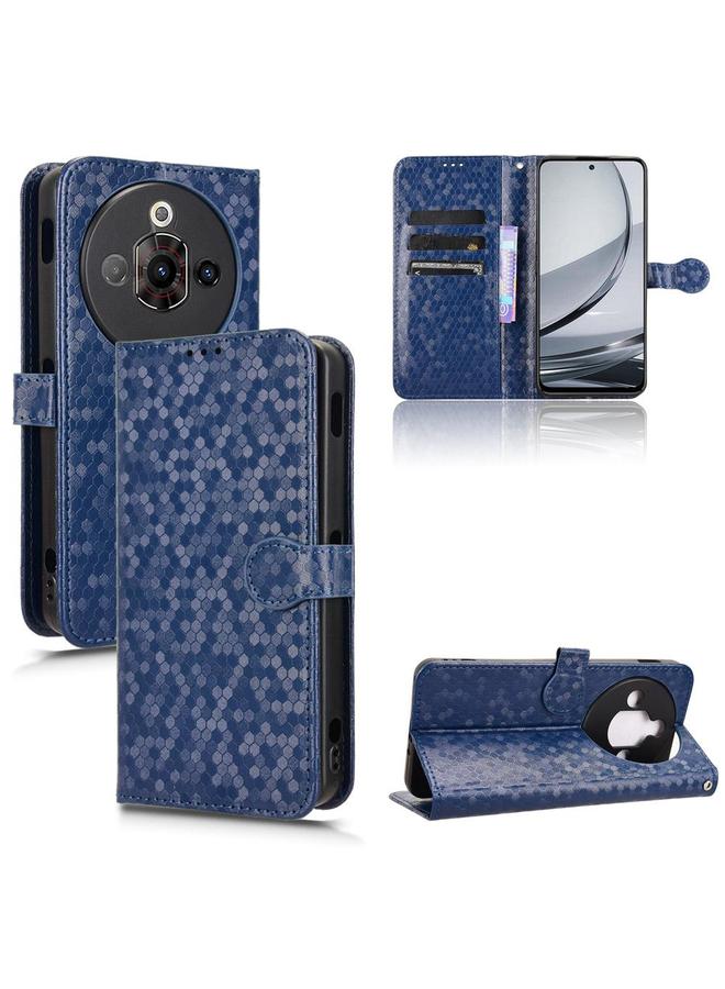 The Bros حافظة لهاتف ZTE Nubia Focus Pro 5G بتصميم خلية النحل من الجلد