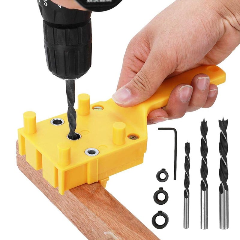 Serplex 8Pcs Hole Drilling Locator Tool Set Includes 3 Dril Bits Drilling Bushings Self Centering Doweling Jig Hole Drilling Locator Tool with Handle Multi Hole Drilling Locator Tool for Wooden Work - Image 1