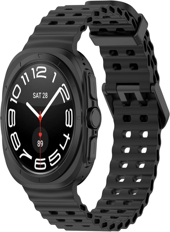 FASHION MANIA Ocean Strap Compatible with Samsung Galaxy Watch Ultra 47mm （2024） Soft Silicone Sport Rugged Smartwatch Replacement Band