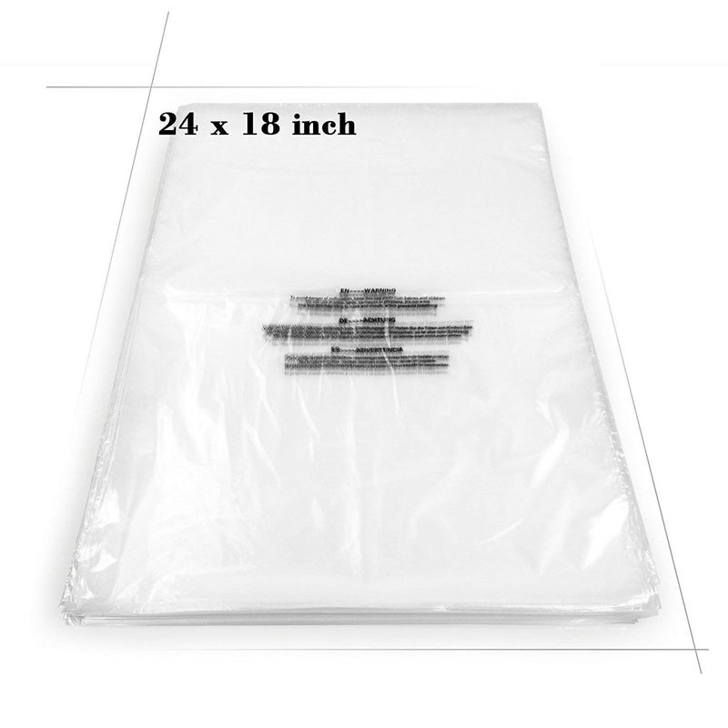 Becko US 18â€™â€™ X 24â€™â€™ (100 Count) Self Seal Clear Poly Plastic Bags with Suffocation Warning for Shipping, Packaging Clothes, Backpacks, Bedding, Dustproof & Permanent Adhesive