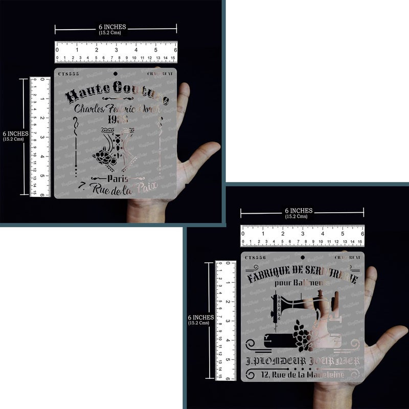 CrafTreat Home Decor Word Stencils - Haute Couture & Fabrique - Size: 6X6 Inches (2 Pcs)- Home Decor Stencils for Craft - Reusable Stencils with Words - Stencils Combo Pack for Craft - Image 3