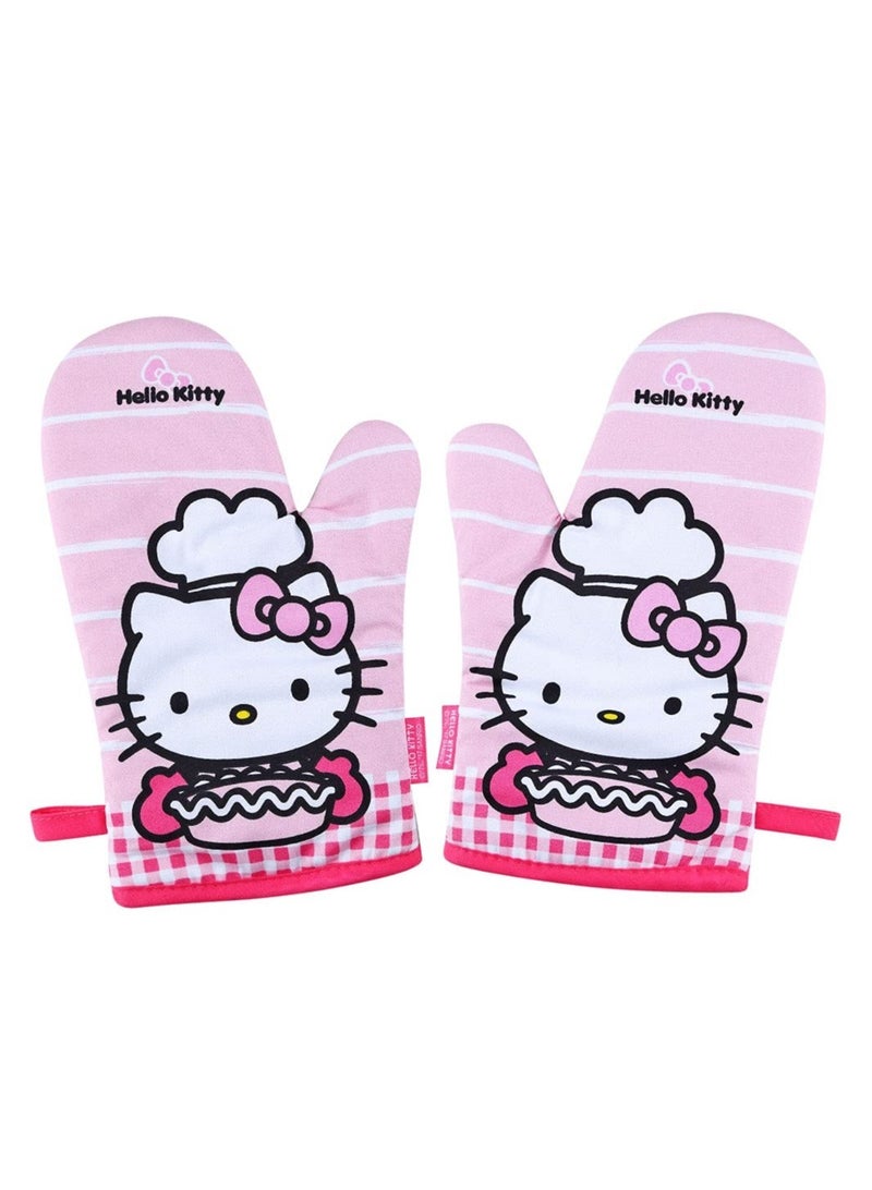 chefmade 2Pcs Hello Kitty Oven Mitts Heat Resistant Kitchen Gloves - Image 1
