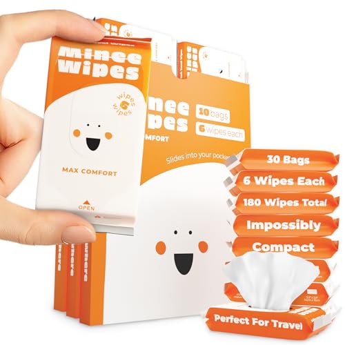 MOONIES Impossibly Compact Travel Wipes - 99.5% Water - Safe for Sensitive Skin & Hypoallergenic, Resealable, Thick & Durable - For Adults, Kids & Baby Care - Unscented, 30 Pack Total 180 Wipes - Image 1