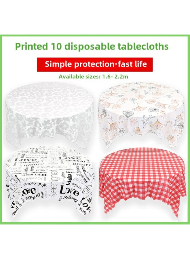 Disposable Tablecloth Round Table Printing Waterproof Plastic Dining Tablecloth Thickened Square Tablecloth Household Restaurant Hotel Stall-Color:[Extra Thick] Round Porcelain White 2.4 M Diameter [5 Pieces Pack] (5 Pieces Stacked Together) - Image 2