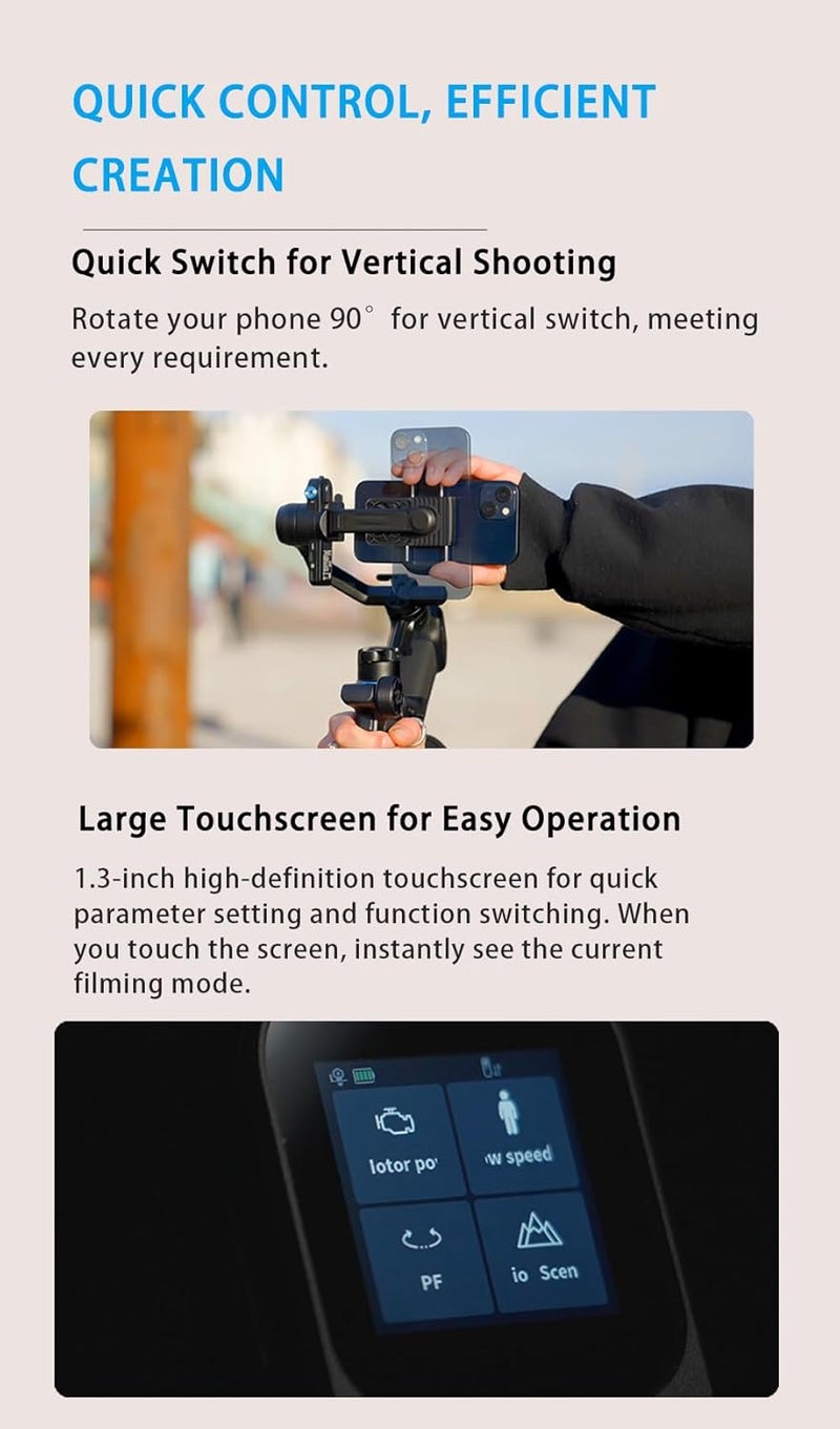 FeiyuTech SCORP Mini 3 Gimbal Stabilizer for Smartphone with AI Tracking and Cooling Fan - Image 4
